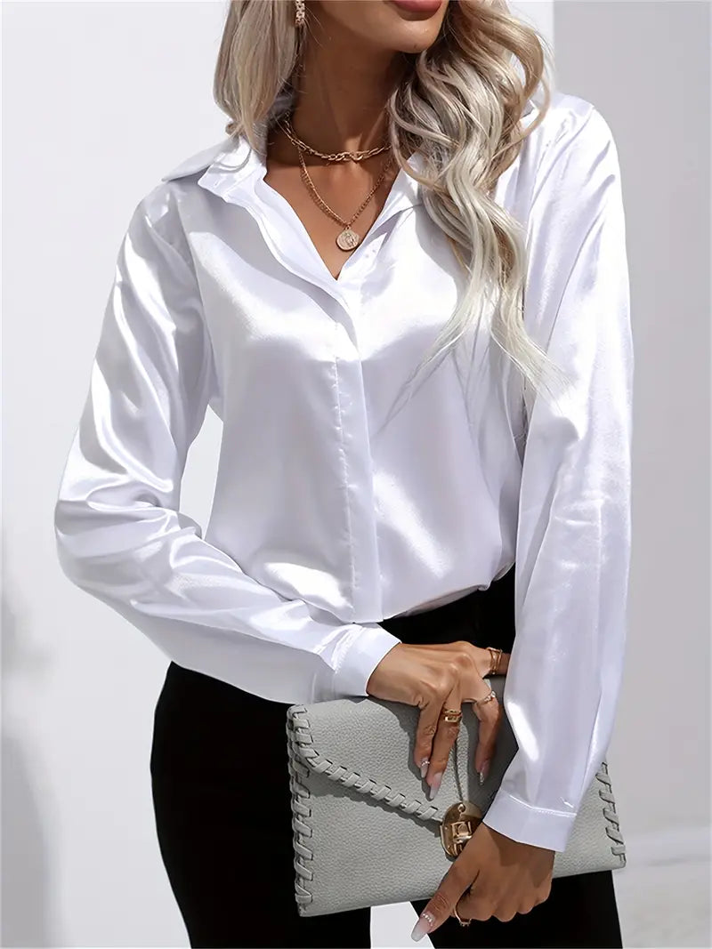 Women's button-down glossy shirt