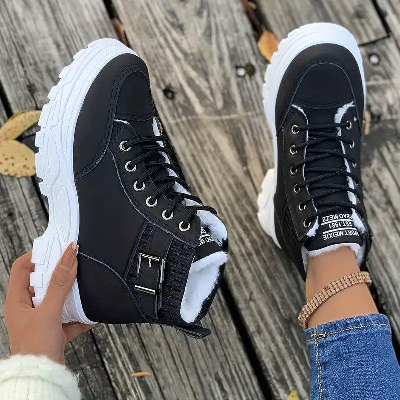 Women's lace-up with buckle winter boots