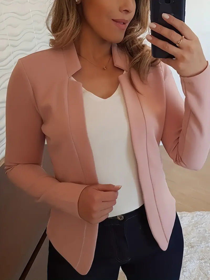 Women's elegant long-sleeved blazer for spring with open front