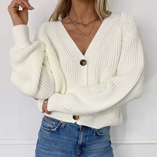Chunky Knit Wool Blend Relaxed Cardigan Sweater 