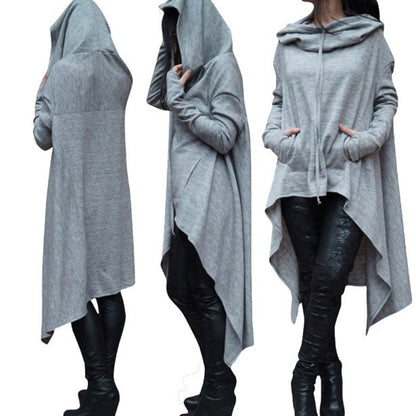 Women's Long Hooded Drape Sweater - Casual Stylish Wear