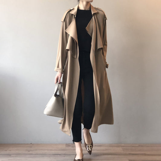 Long Lapel Collar Trench Coat