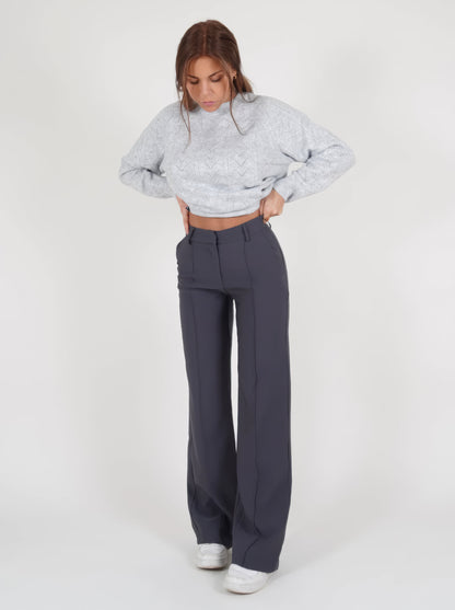 Women's slim fit straight pants with design splicing