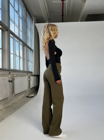 Women's slim fit straight pants with design splicing