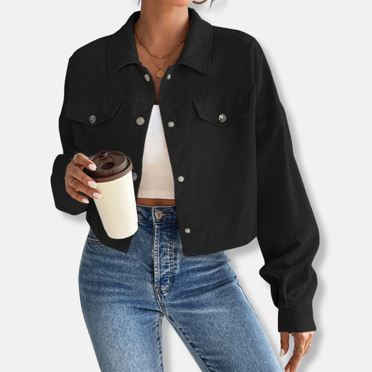 Amelia Cropped Jacket | Collared Button Front Jacket