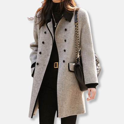 Elisa Relaxed Fit Coat | Double-Breasted Button Front Coat