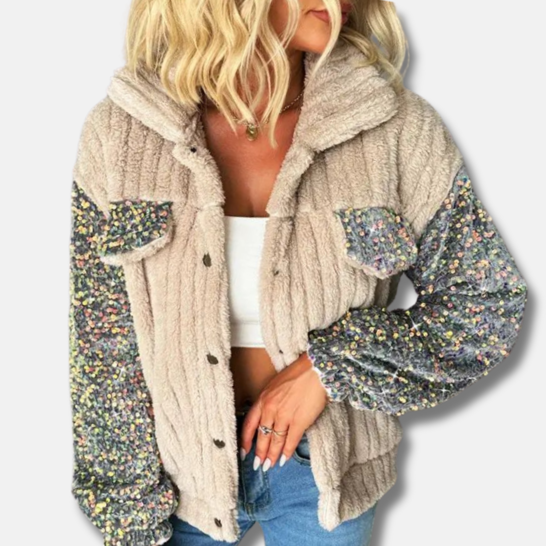 Isla Relaxed Fit Shacket | Sequin Embellishment Cropped Shacket