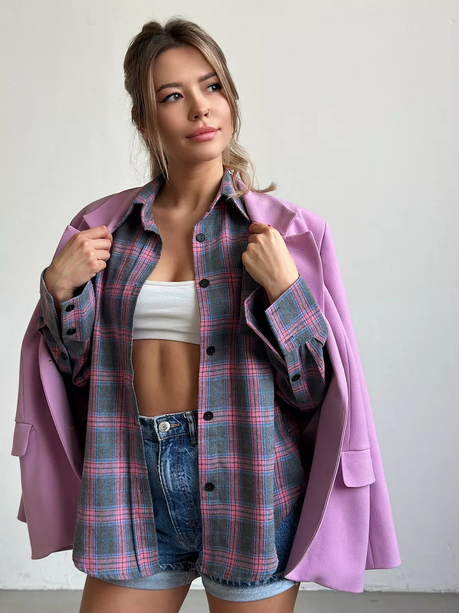 Women's elegant checked flannel shirt