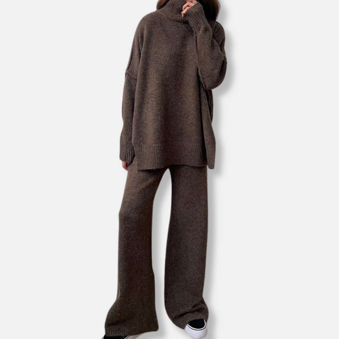 Two-Piece Chunky Knit Oversized Wool Sweater Suit Set 