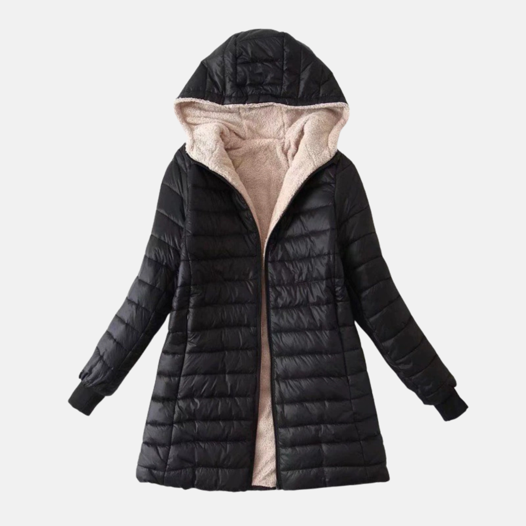Women’s Puffer Coat – Quilted Insulated – Plush Lined – Hooded Mid-Length Fit