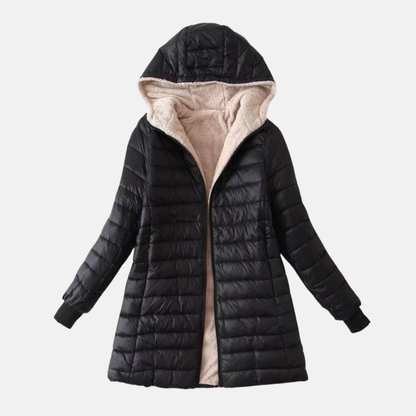 Women’s Puffer Coat – Quilted Insulated – Plush Lined – Hooded Mid-Length Fit