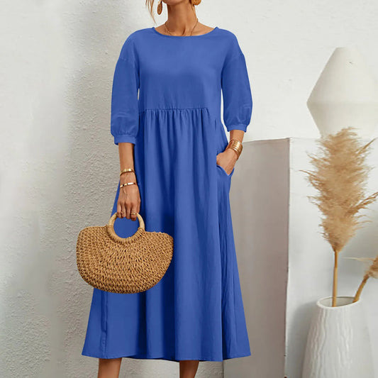 Breezy Relaxed Fit Midi Dress with Pockets