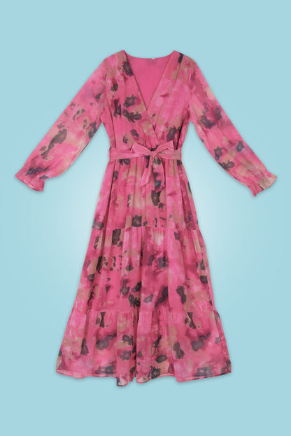 Elegant large swing dress with ruffle sleeves and fairy skirt for women