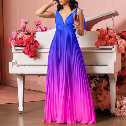 Women's Long Maxi Dress with V-Neckline