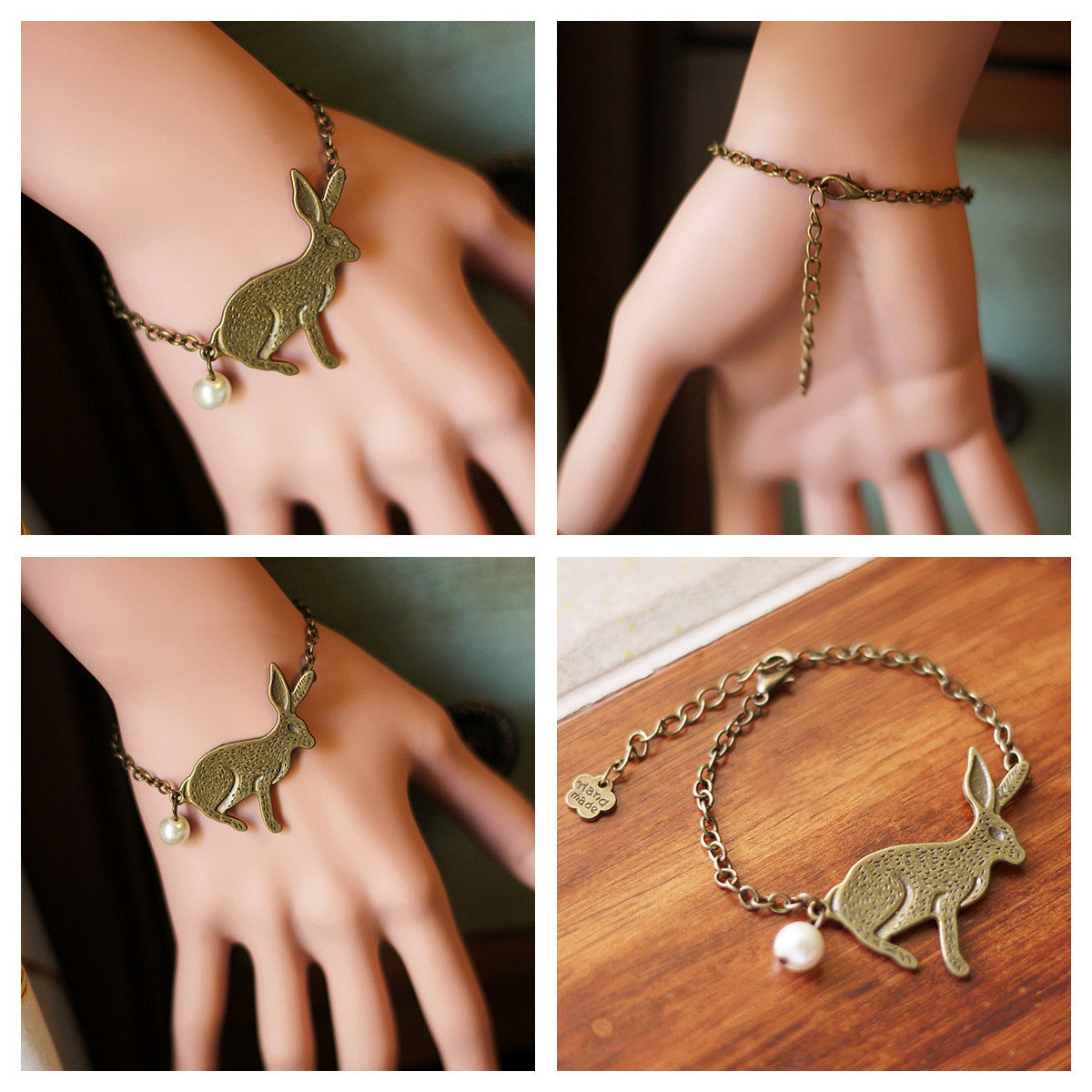 Vintage woodland charm bracelet with squirrel and nature charms