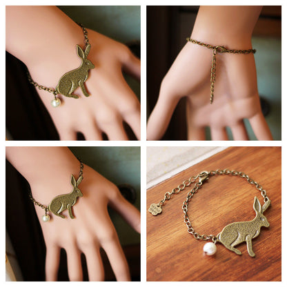 Vintage woodland charm bracelet with squirrel and nature charms
