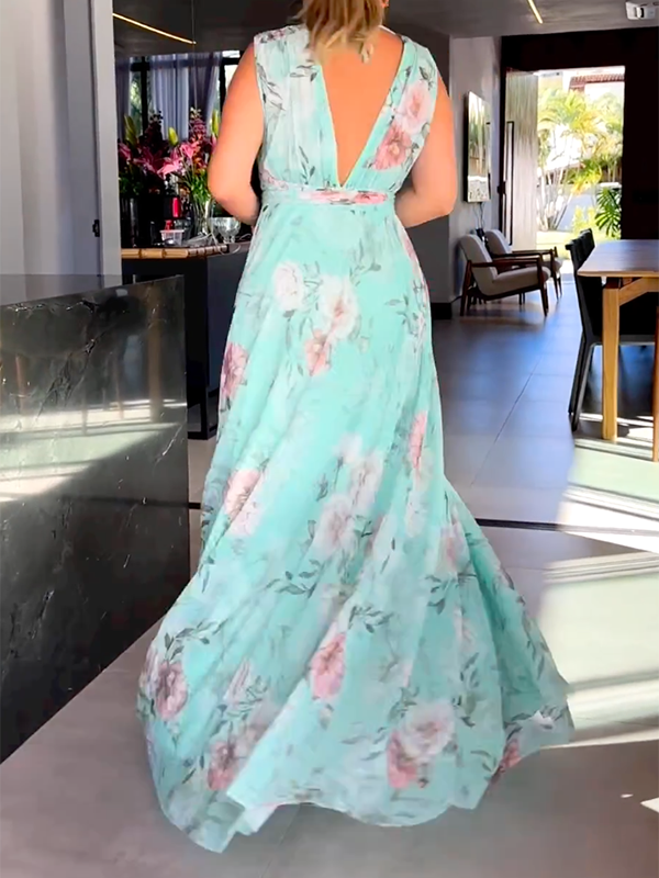 Summer V-Neck Sleeveless Dress for Women
