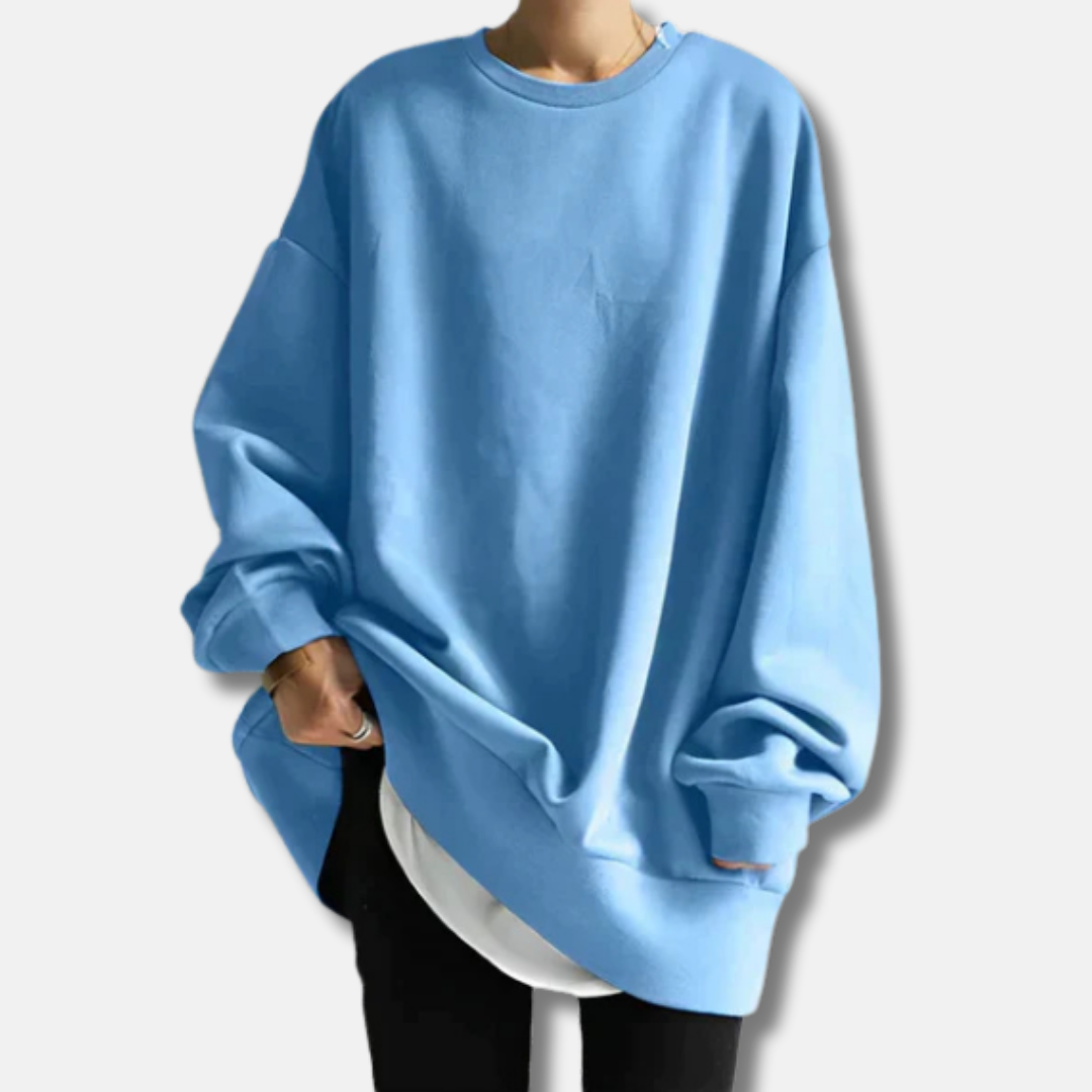 Cotton Blend Oversized Crewneck Sweatshirt