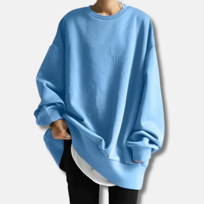 Women’s Sweatshirt - Cotton Blend - Oversized Fit - Crew Neck - Long Sleeves
