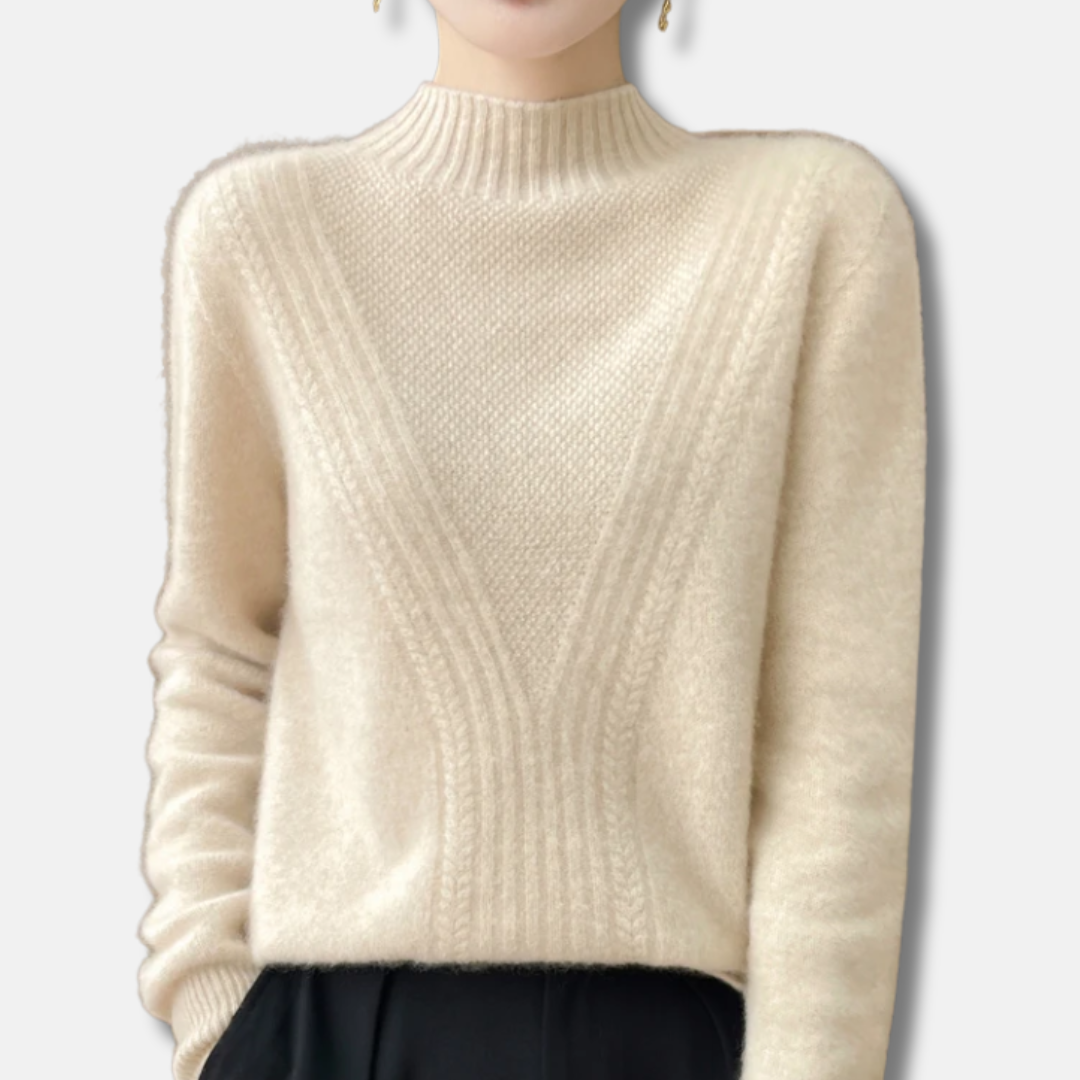 Wool Blend Relaxed Ribbed Knit Pullover Sweater 