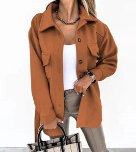 Lapel Single-Breasted Loose Fit Jacket
