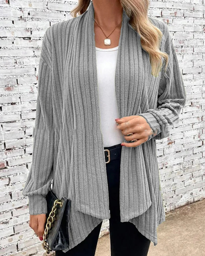 Women's ribbed long sleeve loose cardigan