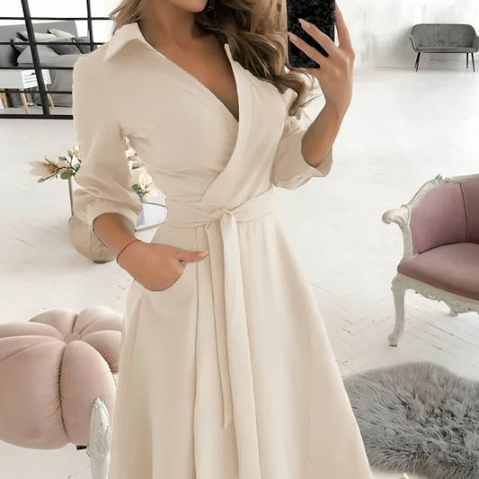 Elegant Fit Wrap V-Neck Dress