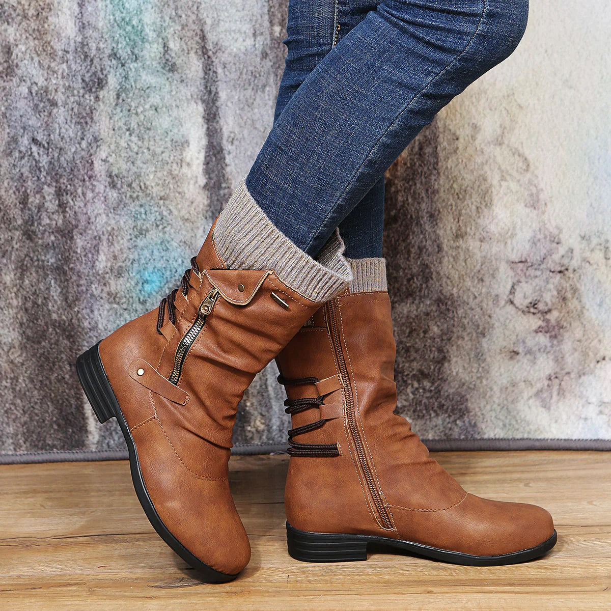 Women's long woolen boots