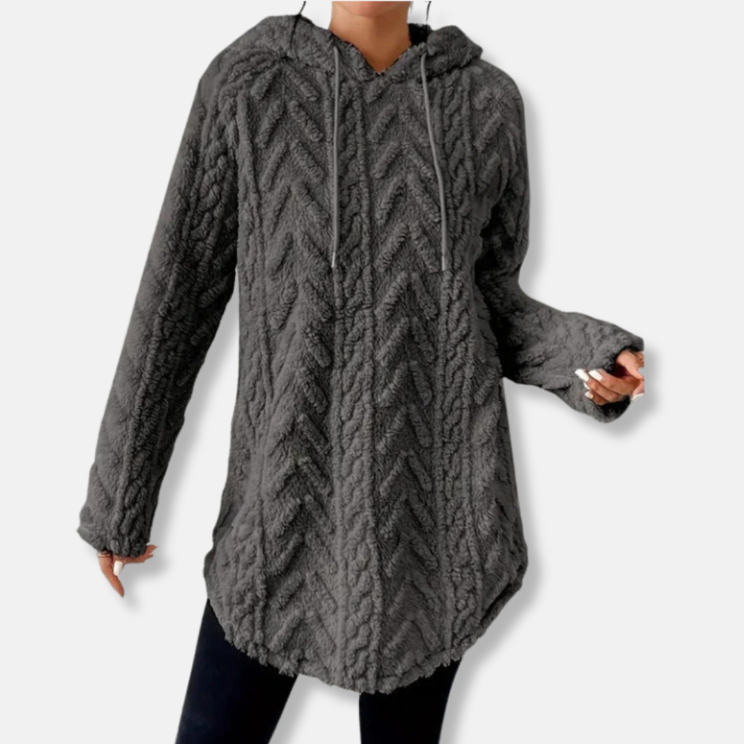Knit Chevron Relaxed Fit Hooded Sweatshirt