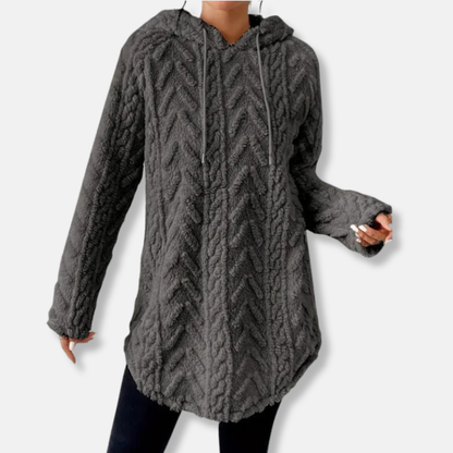 Women’s Hooded Sweatshirt - Knit - Chevron Texture - Relaxed Fit - Long Sleeve