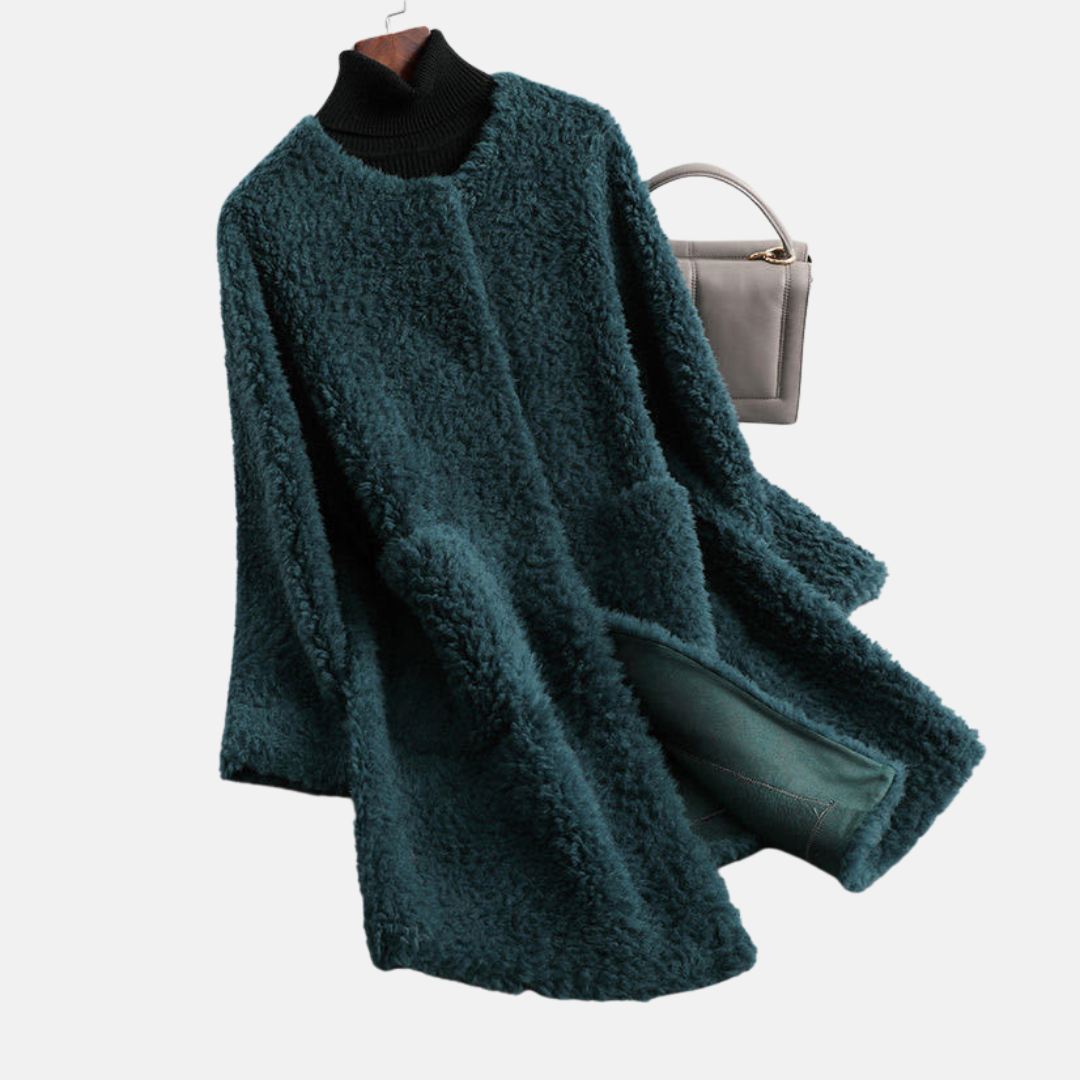 Faux Fur Relaxed Fit Open Front Coat