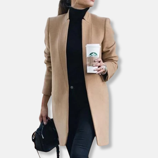 Elisa Wool Tailored Overcoat | Notched Lapel Mid-Length Overcoat