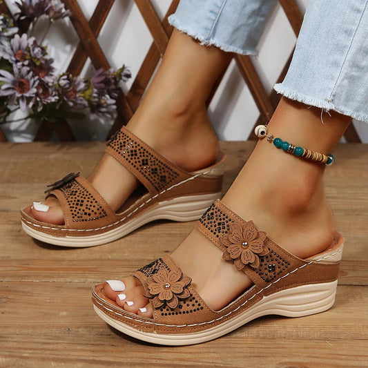 Cushioned Double Strap Wedge Sandals