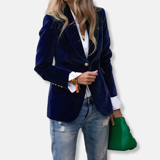 Velvet Slim Fit Notch Lapel Blazer