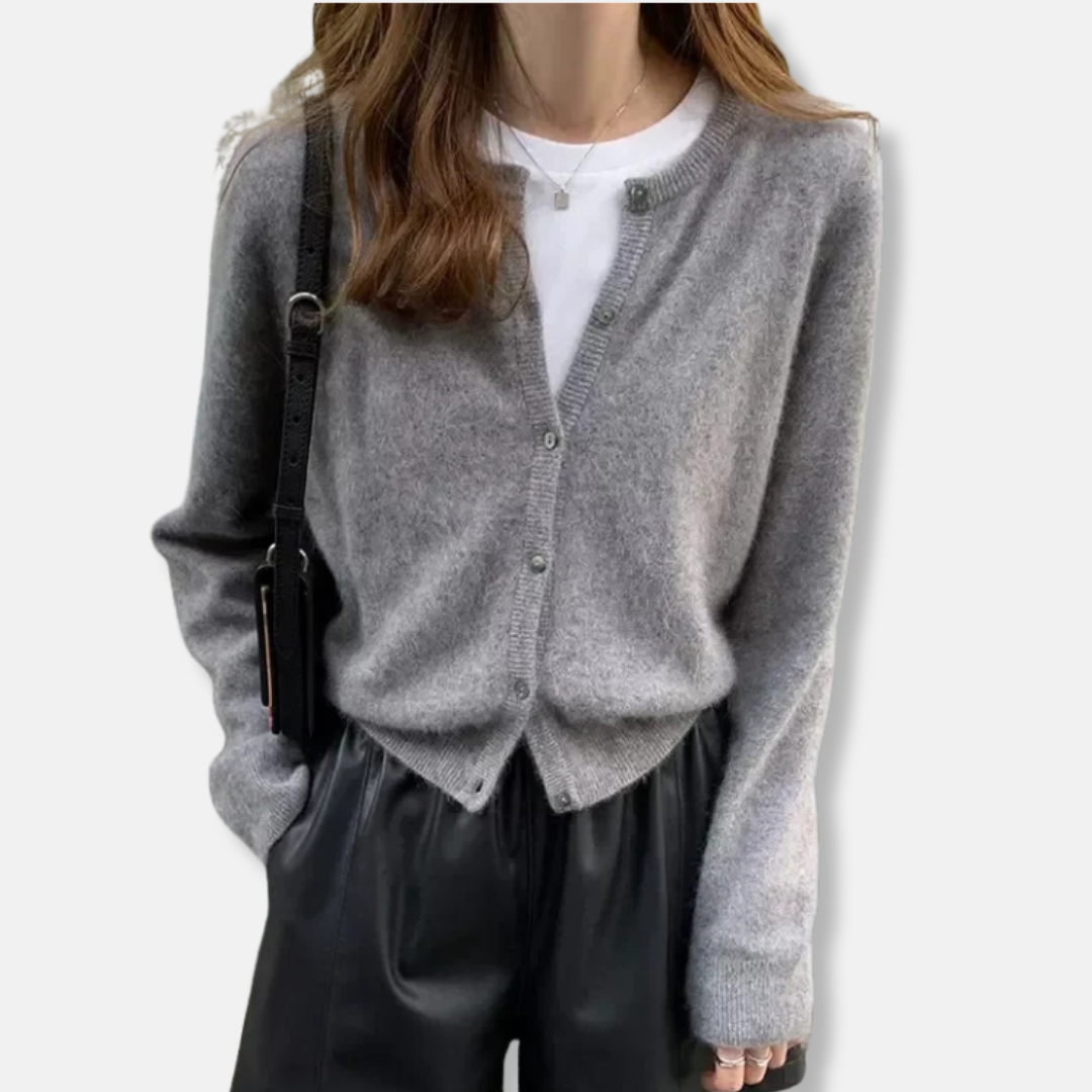 Wool Relaxed Fit Button Front Cardigan