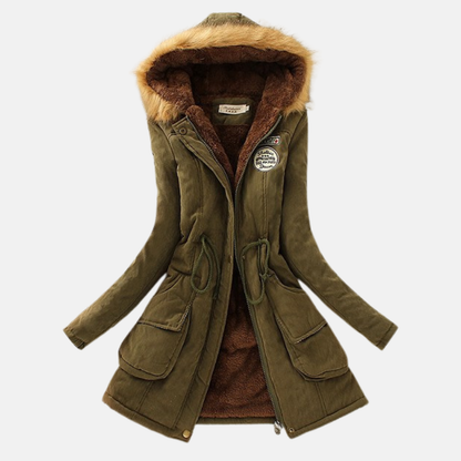 Women’s Parka Jacket – Water Resistant – Faux Fur Hood – Drawstring Waist