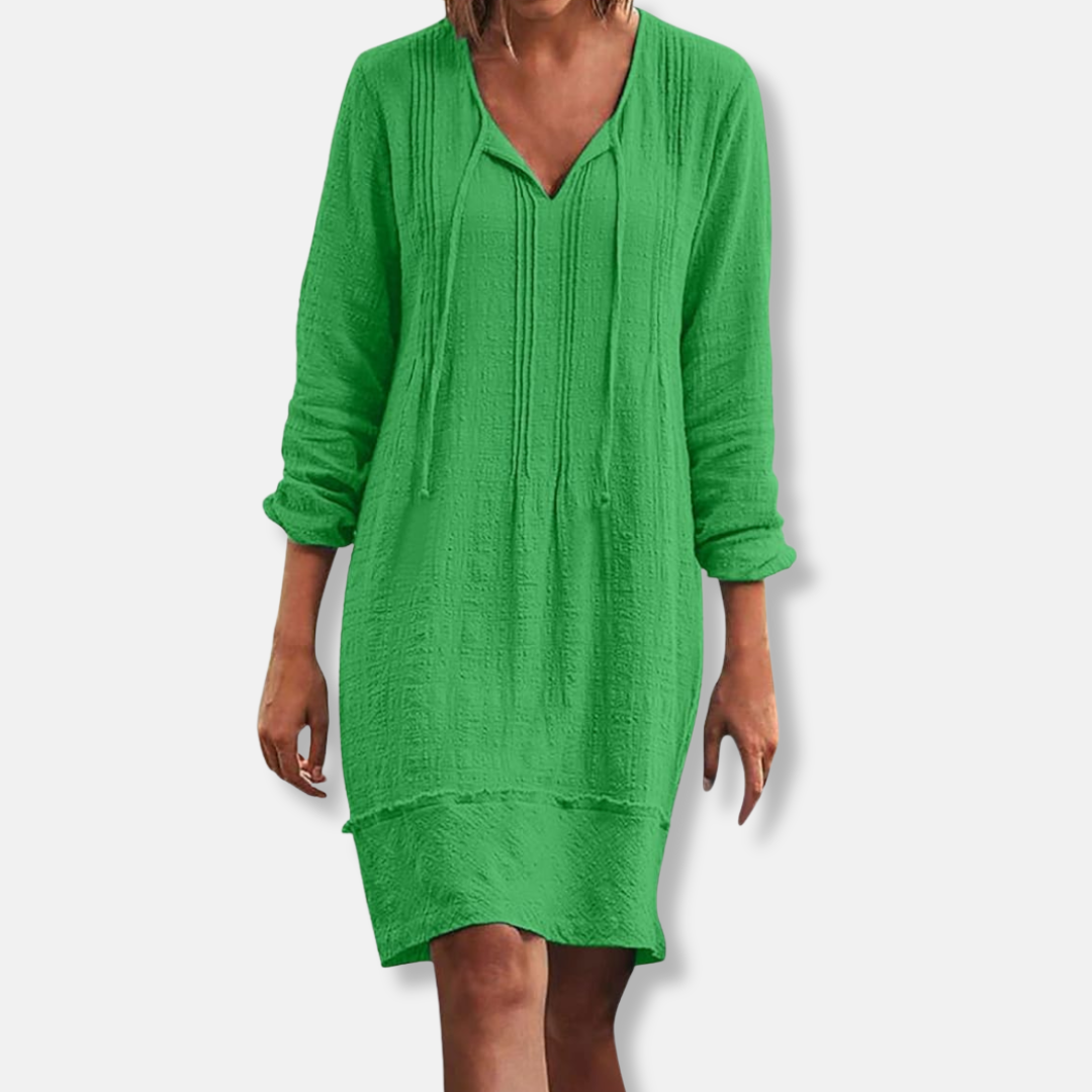 Lightweight Textured Long Sleeve Casual Dress