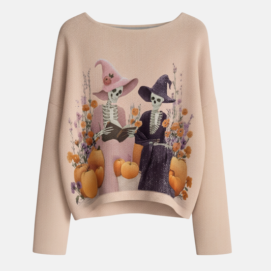 Knit Wide Sleeve Boat Neck Sweatshirt