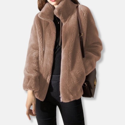 Sienna Relaxed Fit Jacket | Stand Collar Zipper Front Jacket