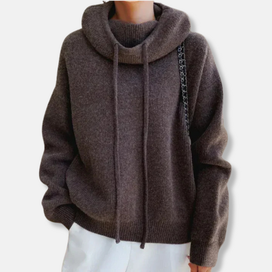 Plush Knit Oversized Cowl Neck Sweatshirt 