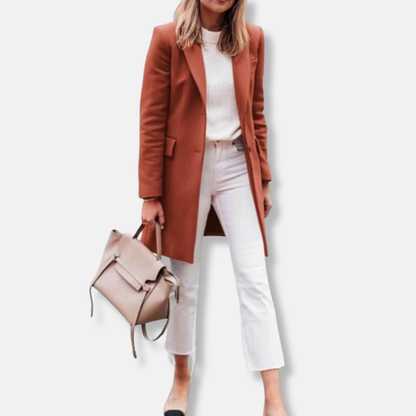 Olivia Wool Trench Coat | Collared Mid-Thigh Coat