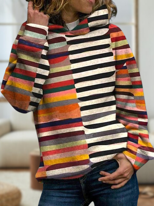 Relaxed Fit Striped Hooded Sweatshirt