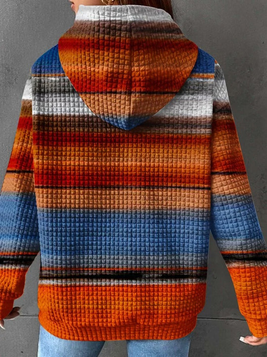 Women's cozy waffle striped hoodie
