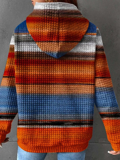 Women's cozy waffle striped hoodie