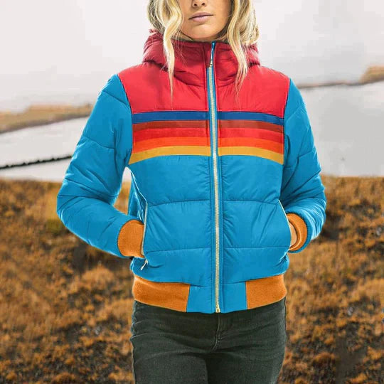 Women's stylish rainbow thermal jacket