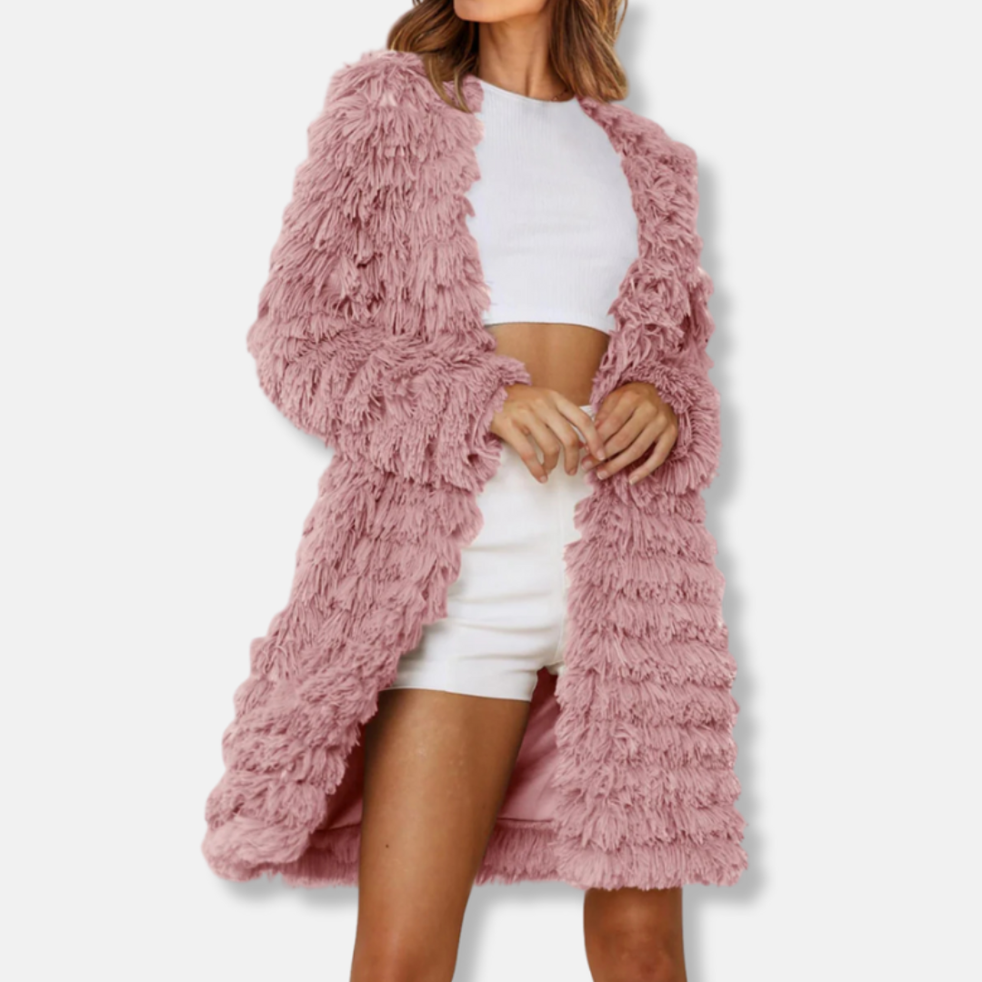 Shaggy Texture Relaxed Fit Longline Cardigan 