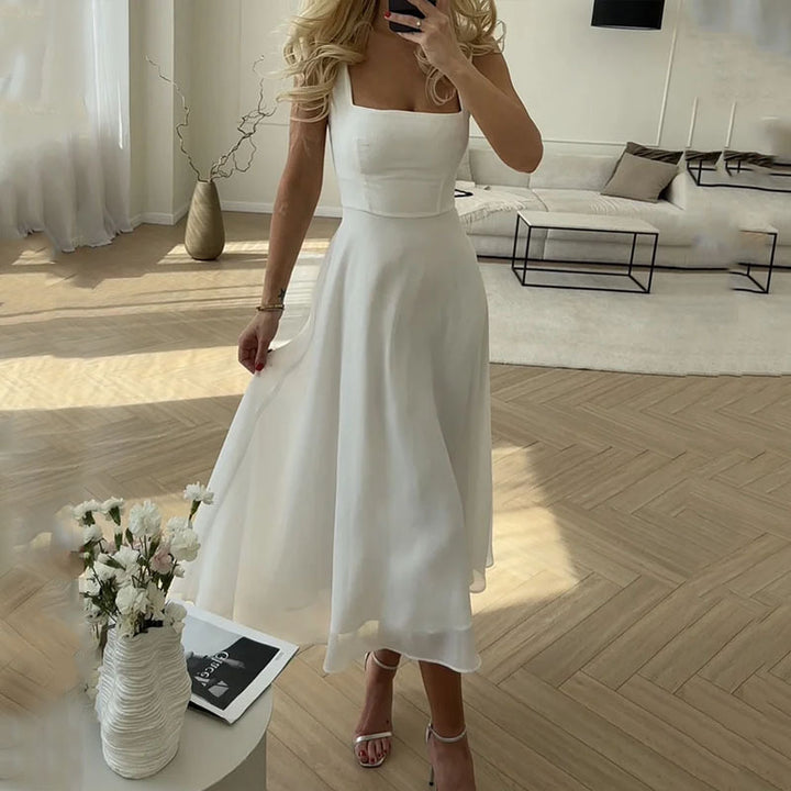 Women's A-Line Dress - Sleeveless Midi - Elegant Flowing Silhouette