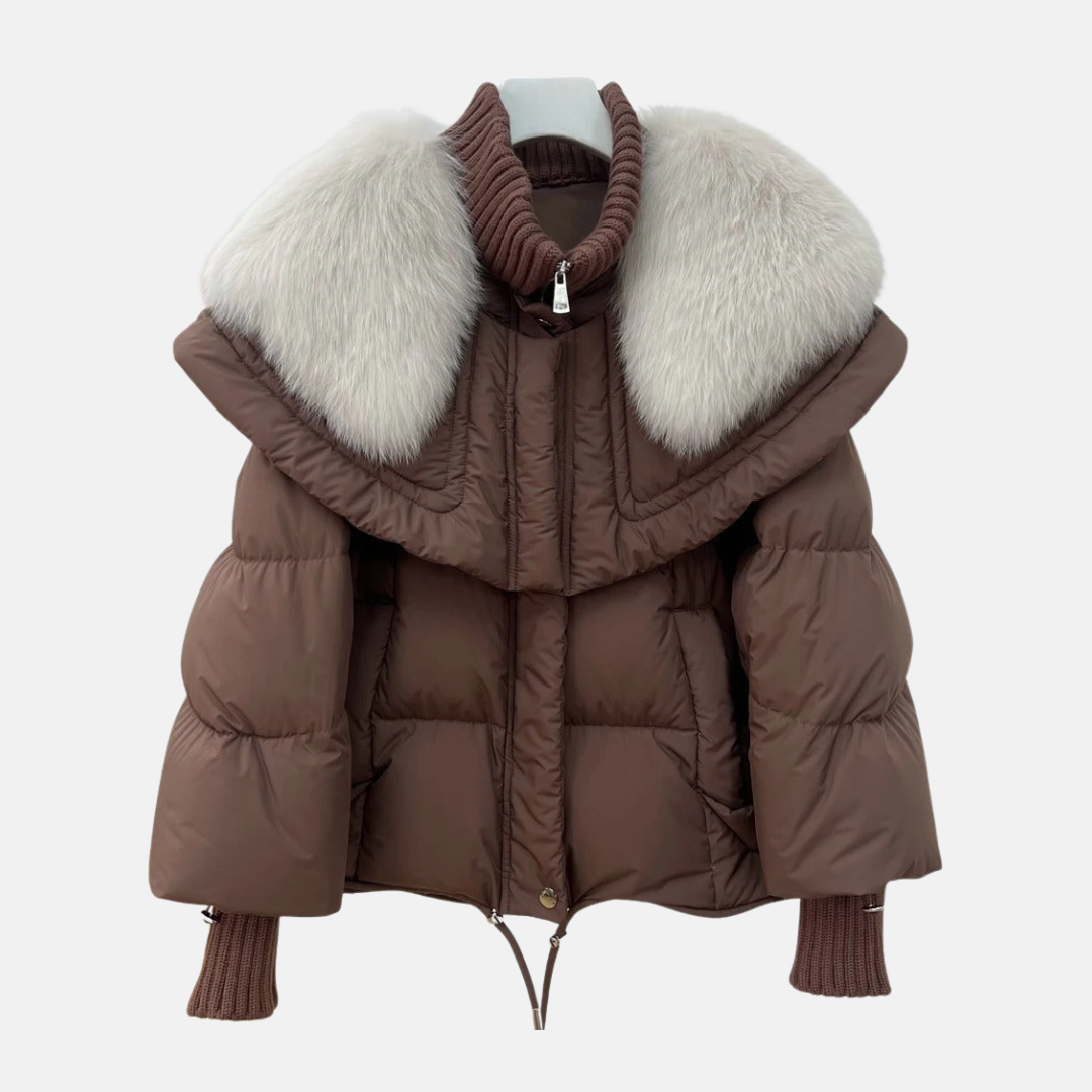 Isla Quilted Relaxed Fit Puffer Jacket | Fur Collar Hip-Length Jacket