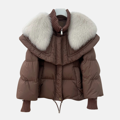 Isla Quilted Relaxed Fit Puffer Jacket | Fur Collar Hip-Length Jacket