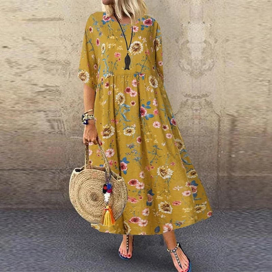 Breezy Floral Relaxed Fit Long Dressnull